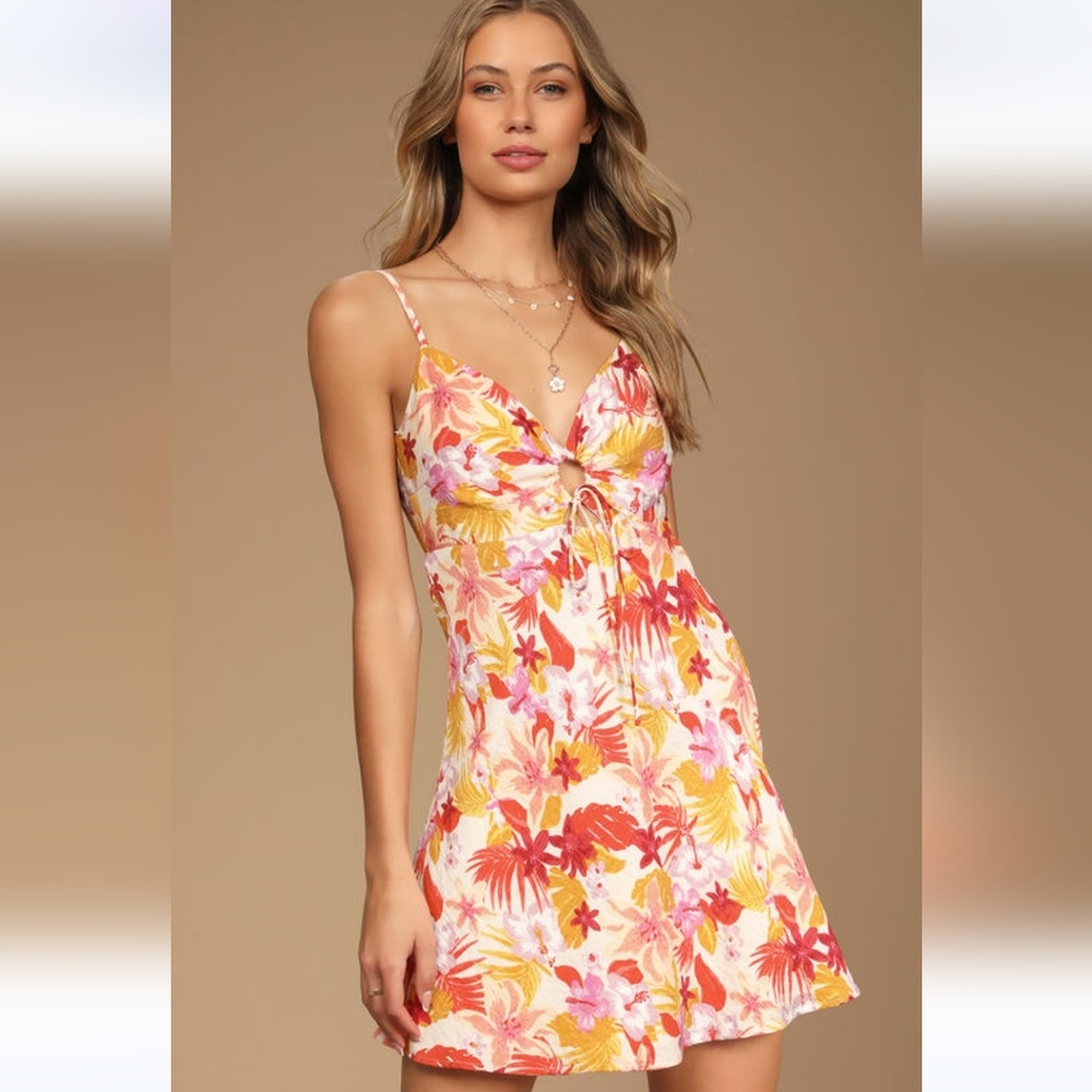 Lulu's Multi Floral Mini Sun Dress NWT